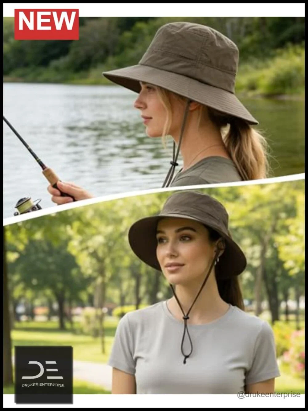 Women's UPF50+ Waterproof Bucket Hat with Hidden Ponytail Hole, Packable
